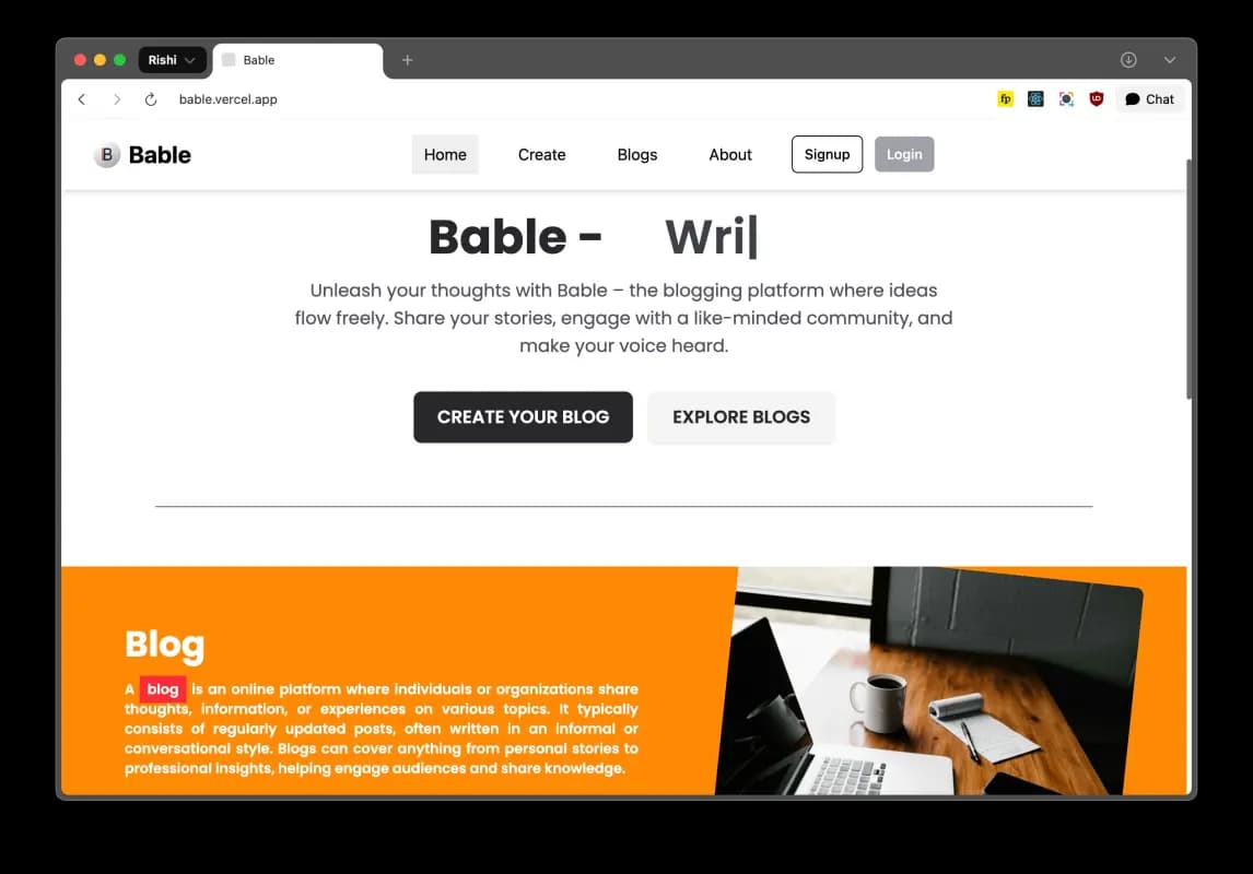 Bable desktop view