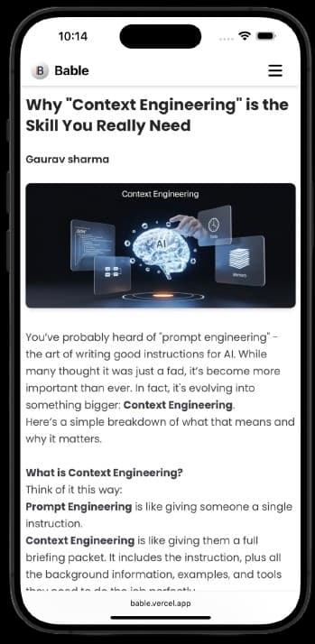 Bable mobile view