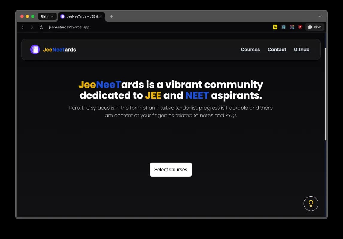 JeeNeetards desktop view