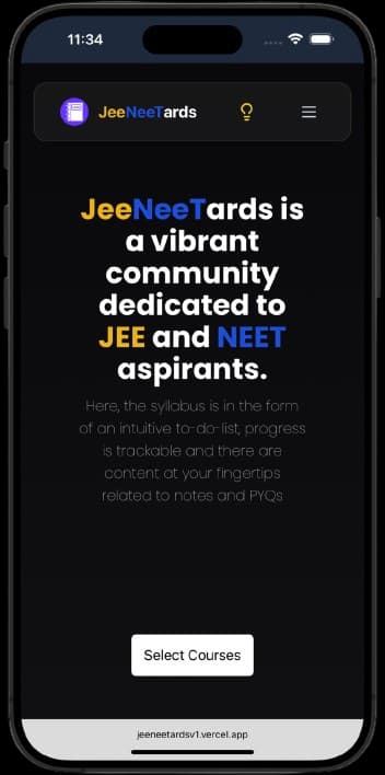 JeeNeetards mobile view